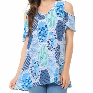 Cold Shoulder Print Top